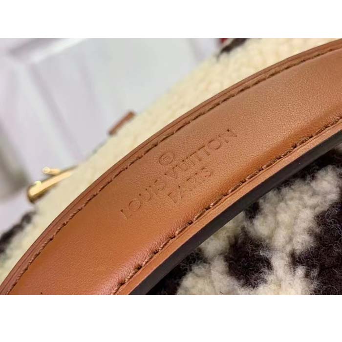 Louis Vuitton LV Unisex Bumbag Cream Brown Shearling Cowhide-Leather Textile Lining