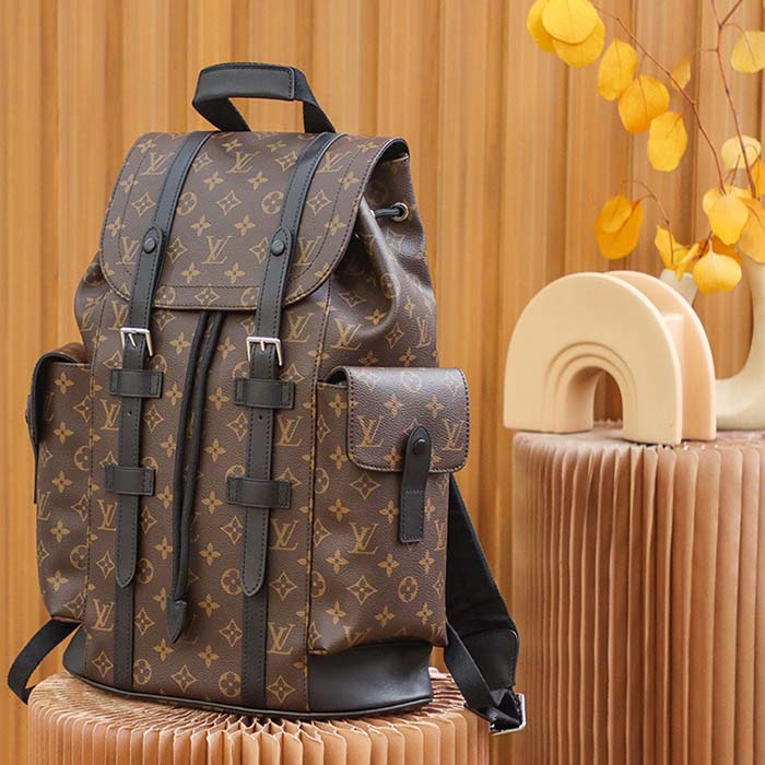 Louis Vuitton LV Unisex Christopher PM Backpack Monogram Canvas Body Flap Opening