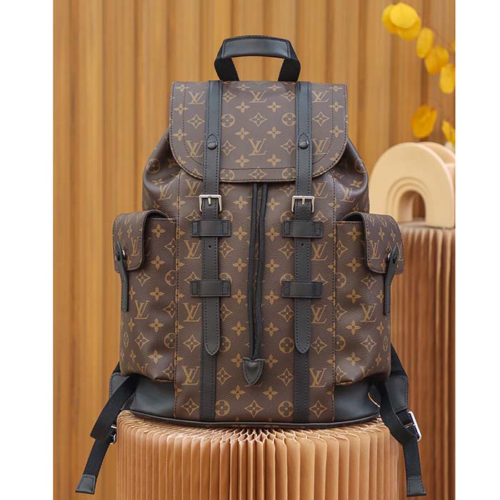 Louis Vuitton LV Unisex Christopher PM Backpack Monogram Canvas Body Flap Opening