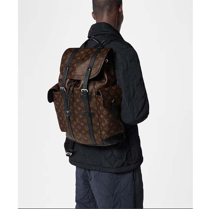 Louis Vuitton LV Unisex Christopher PM Backpack Monogram Canvas Body Flap Opening