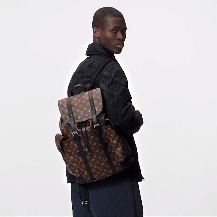 Louis Vuitton LV Unisex Christopher PM Backpack Monogram Canvas Body Flap Opening