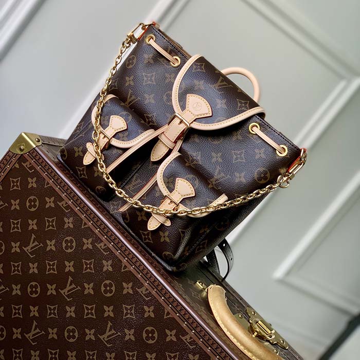 Louis Vuitton LV Unisex Excursion PM Brown Monogram Coated Canvas Natural Cowhide Leather