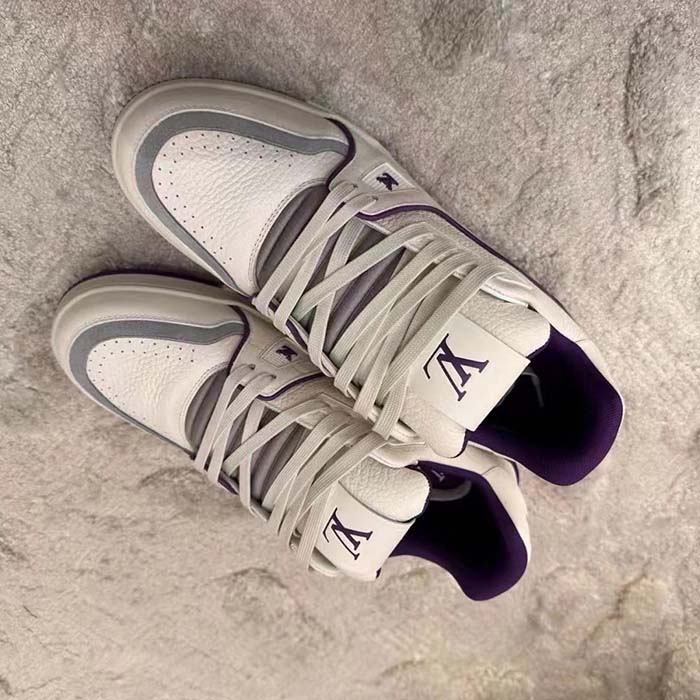 Louis Vuitton LV Unisex LV Trainer Sneaker Purple Grained Calf Leather Rubber Outsole