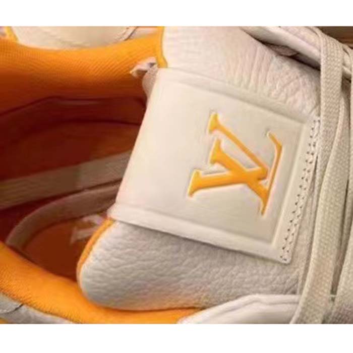 Louis Vuitton LV Unisex LV Trainer Sneaker Yellow Grained Calf Leather Rubber Outsole