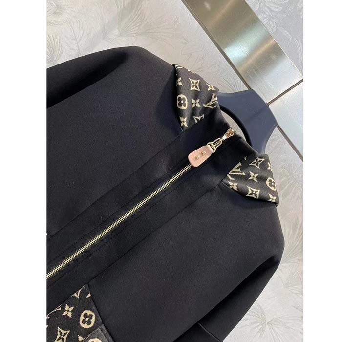 Louis Vuitton LV Women LV Monogram Jacquard Knit Jacket Silk Polyamide Elastane Black Brown