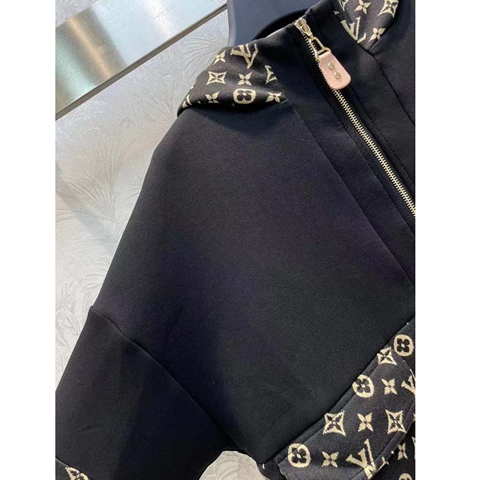 Louis Vuitton LV Women LV Monogram Jacquard Knit Jacket Silk Polyamide Elastane Black Brown
