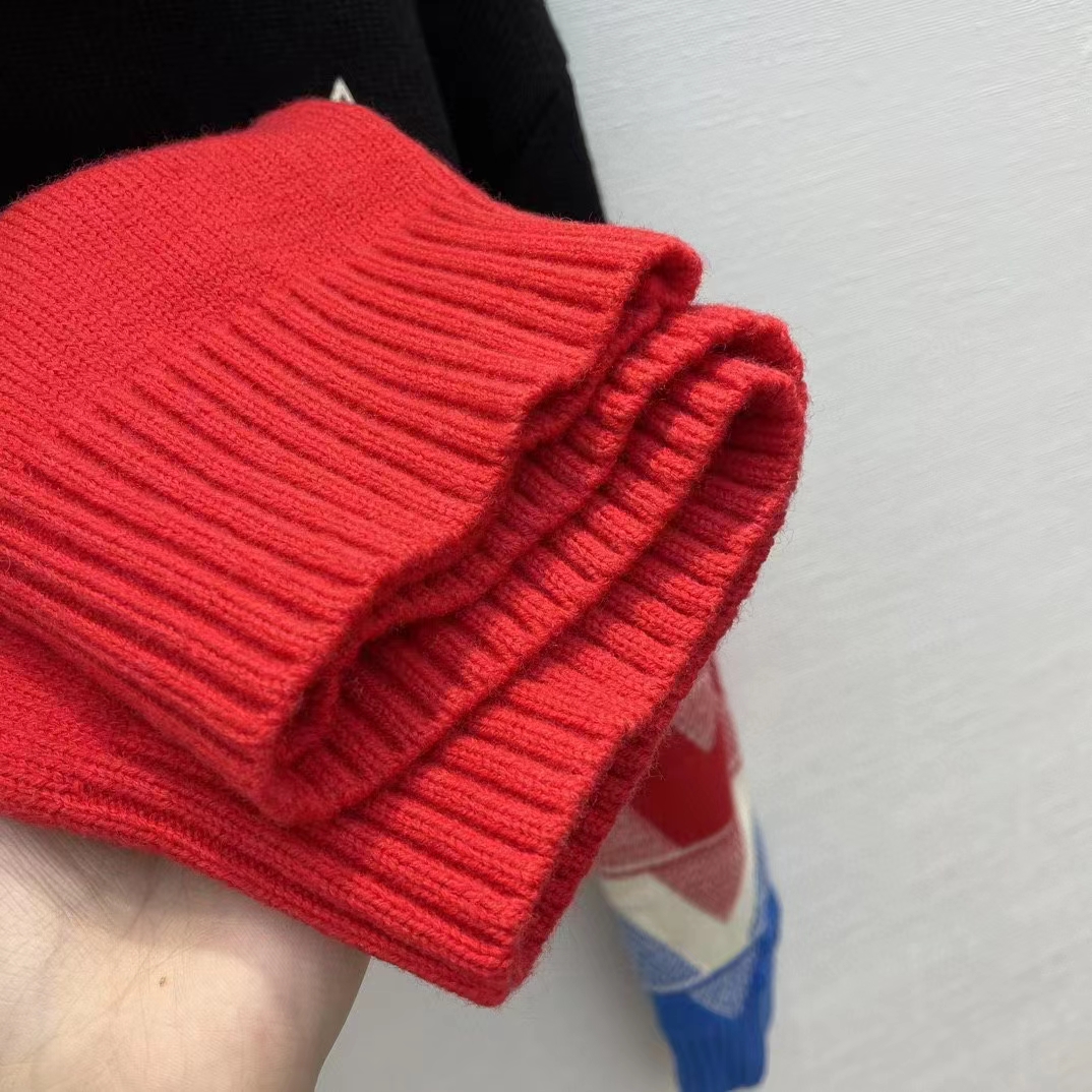 Louis Vuitton LV Men LV Tricolor Knit High Neck Pullover Cashmere Bright Red
