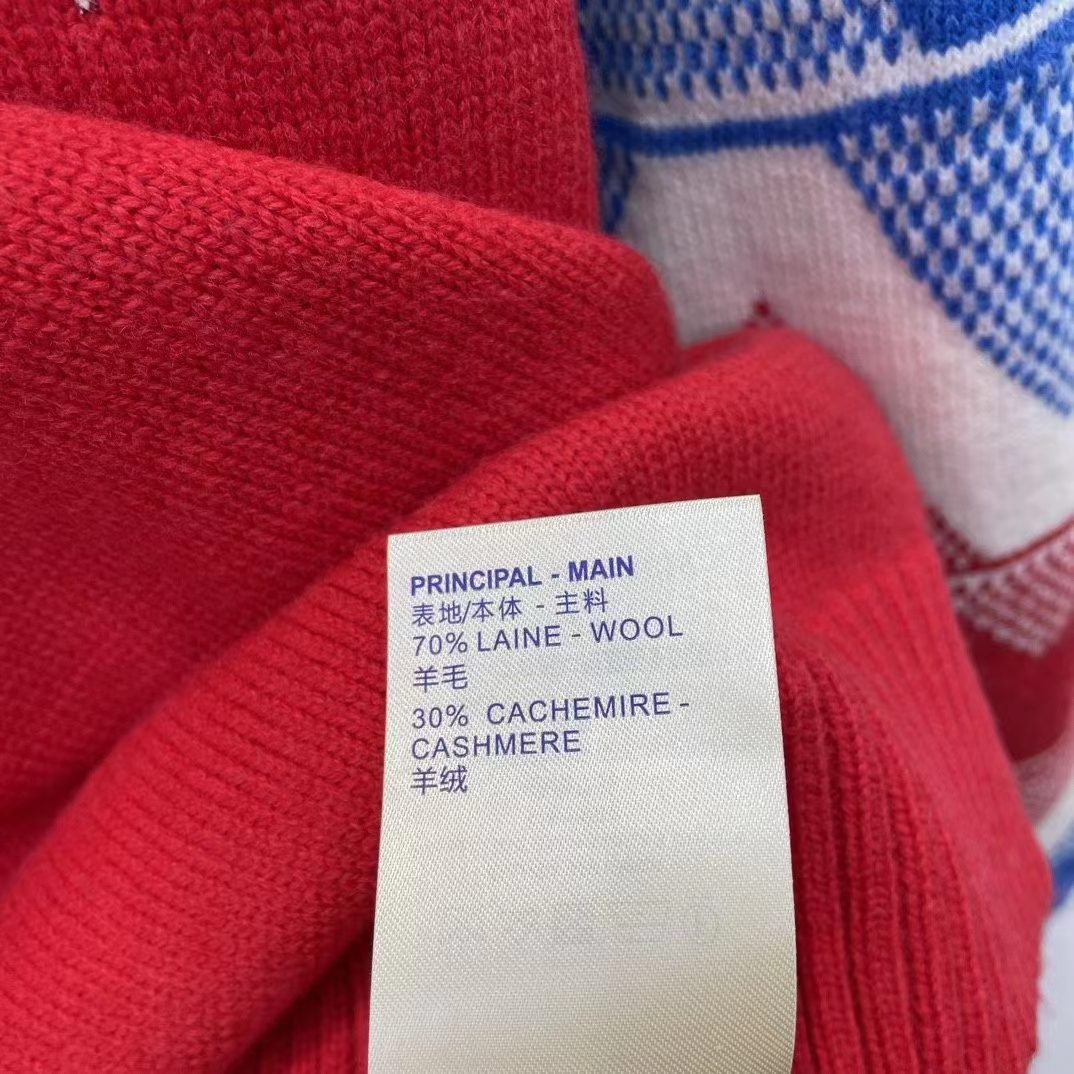 Louis Vuitton LV Men LV Tricolor Knit High Neck Pullover Cashmere Bright Red