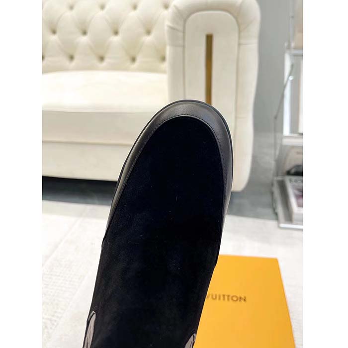 Louis Vuitton LV Women Laureate Platform Desert Boot Black Suede Monogram-Debossed Calf Leather