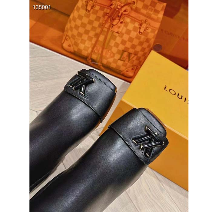 Louis Vuitton LV Women Shake Ankle Boot Black Calf Leather Lambskin Lining Side Zip