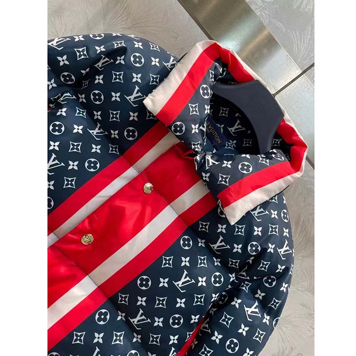 Louis Vuitton LV Women Tricolor Monogram Puffer Jacket Polyamide Navy Red