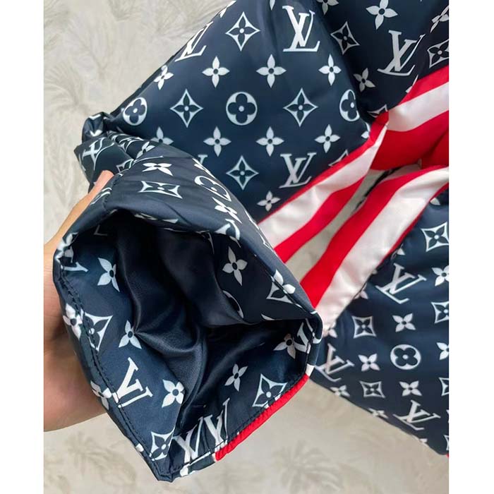 Louis Vuitton LV Women Tricolor Monogram Puffer Jacket Polyamide Navy Red