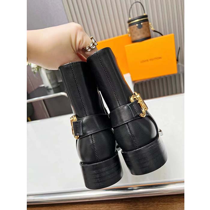 Louis Vuitton LV Women Westside Flat Ankle Boot Black Calf Leather Side Zip