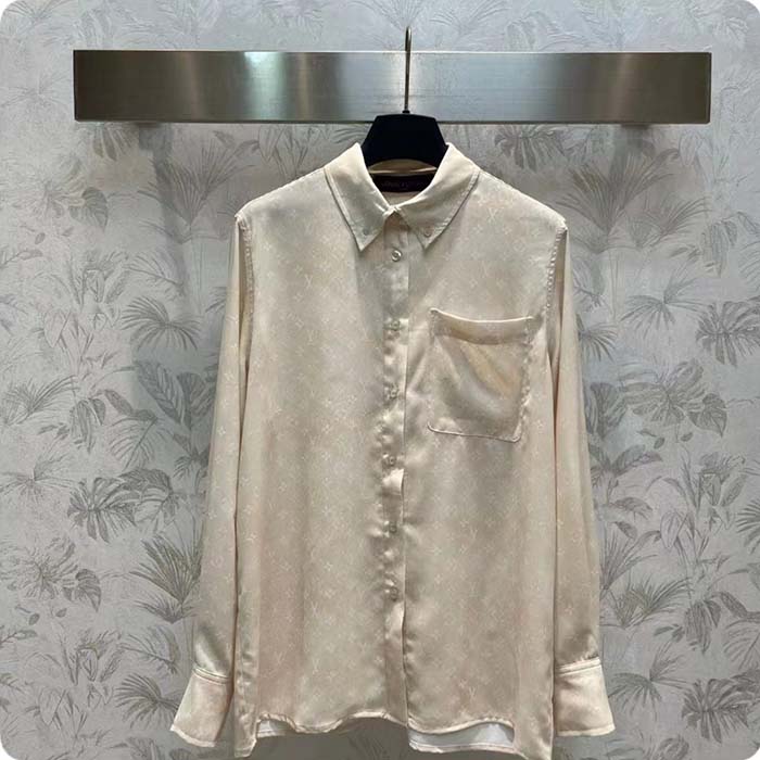 Louis Vuitton Women LV Monogram Cloud Shirt Silk Pinkish Beige Regular Fit
