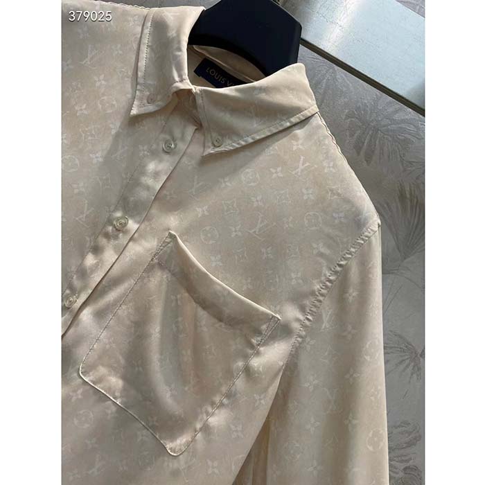 Louis Vuitton Women LV Monogram Cloud Shirt Silk Pinkish Beige Regular Fit