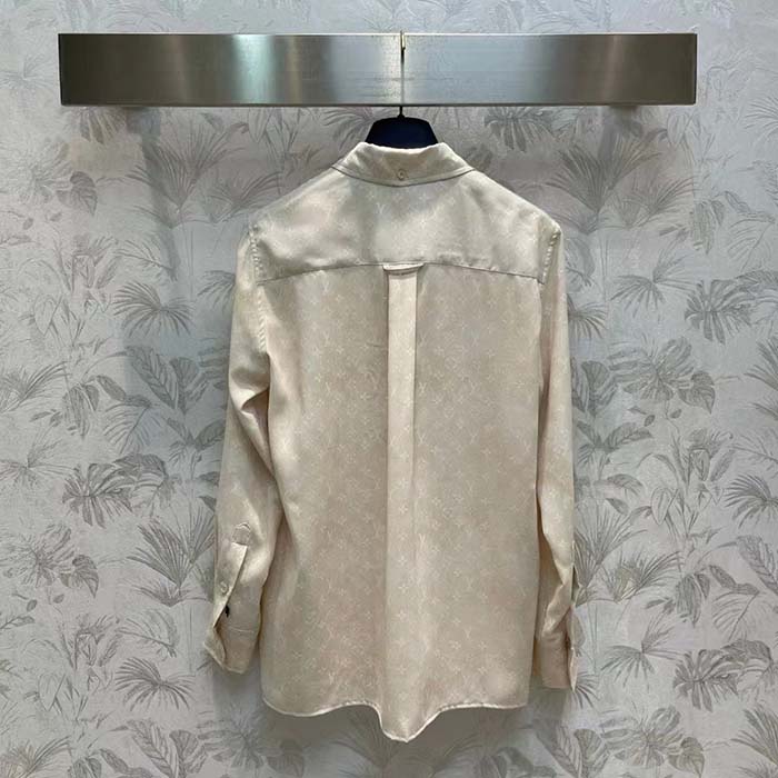 Louis Vuitton Women LV Monogram Cloud Shirt Silk Pinkish Beige Regular Fit