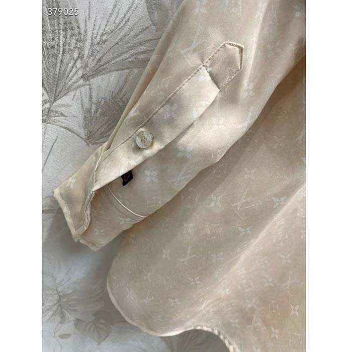 Louis Vuitton Women LV Monogram Cloud Shirt Silk Pinkish Beige Regular Fit