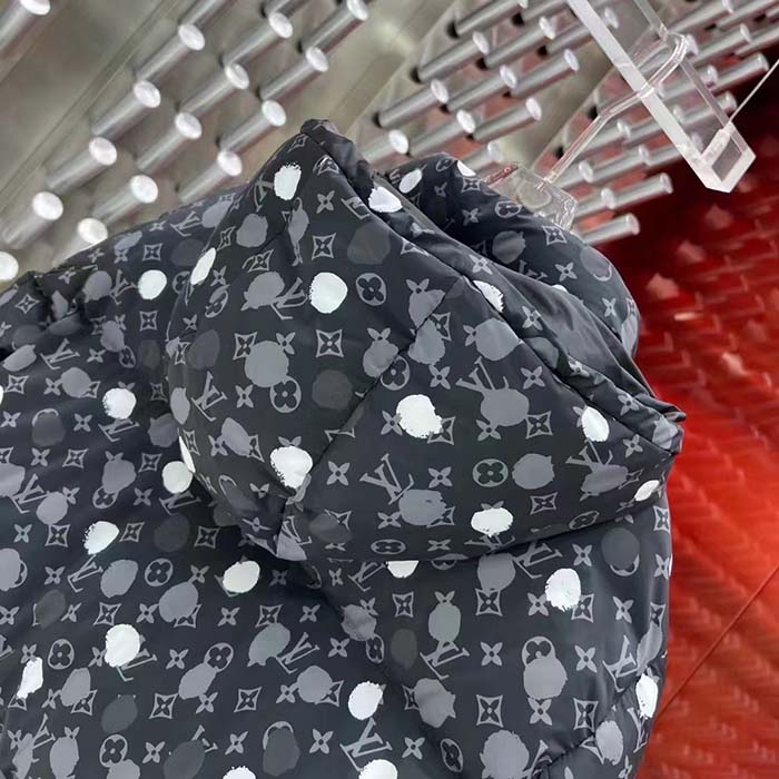 Louis Vuitton Women LV x YK Monogram Painted Dots Down Blouson Regenerated Nylon Grey Oversize Fit