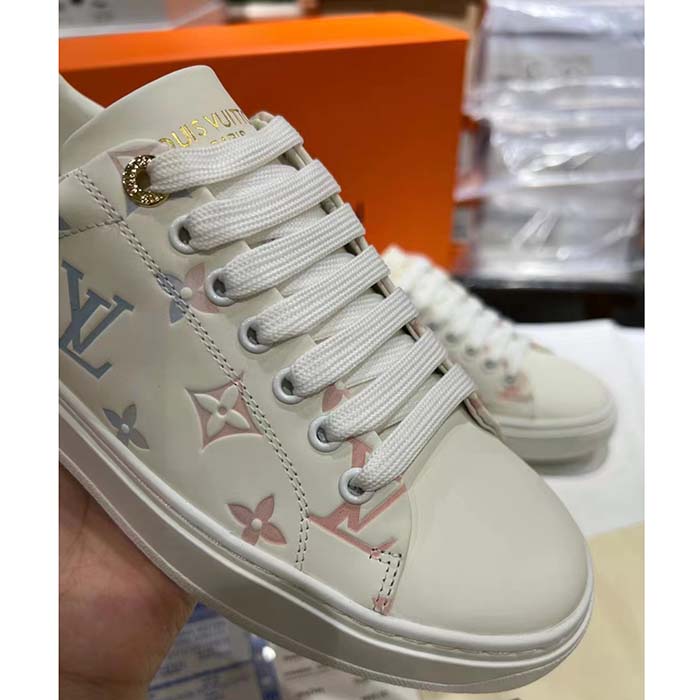 Louis Vuitton Unisex LV Time Out Sneaker White Monogram-Debossed Calf Leather