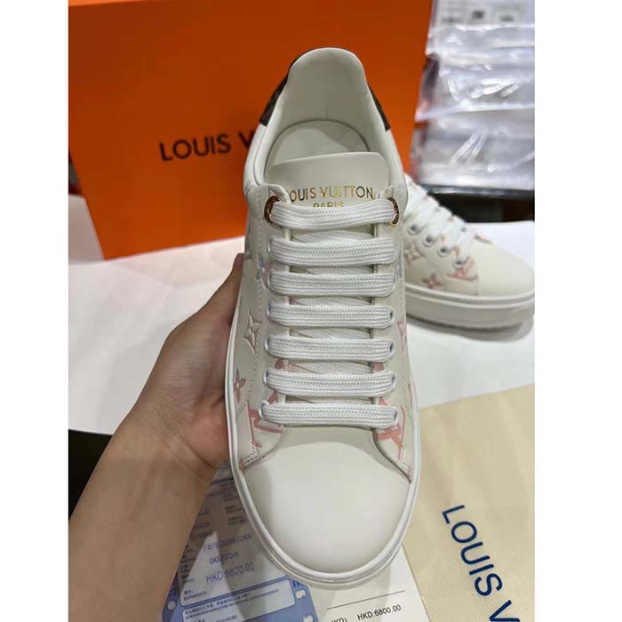 Louis Vuitton Unisex LV Time Out Sneaker White Monogram-Debossed Calf Leather