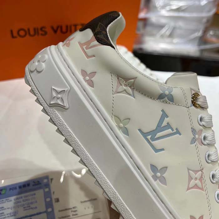 Louis Vuitton Unisex LV Time Out Sneaker White Monogram-Debossed Calf Leather