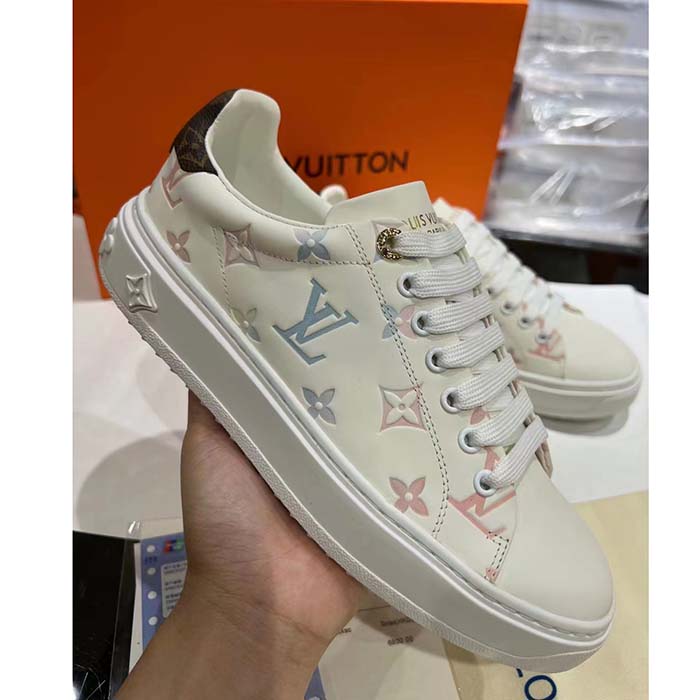 Louis Vuitton Unisex LV Time Out Sneaker White Monogram-Debossed Calf Leather