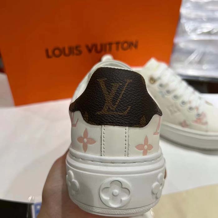 Louis Vuitton Unisex LV Time Out Sneaker White Monogram-Debossed Calf Leather