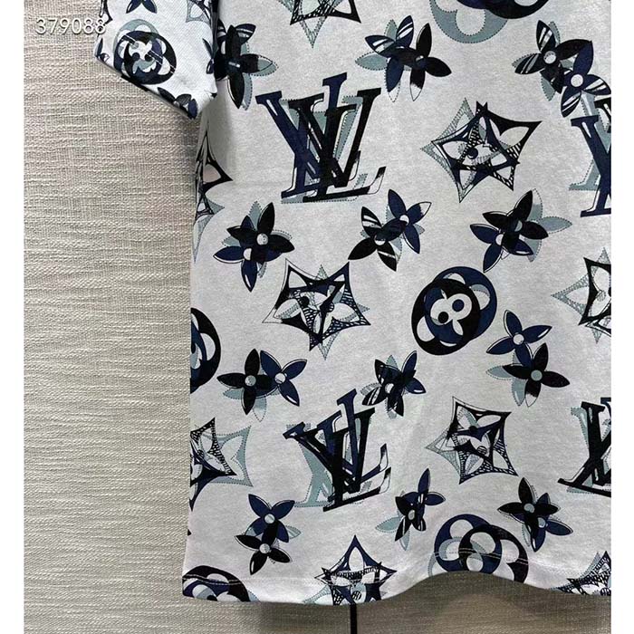 Louis Vuitton Women LV FLIGHT MODE 3D Mahina Monogram T-Shirt Cotton Navy White