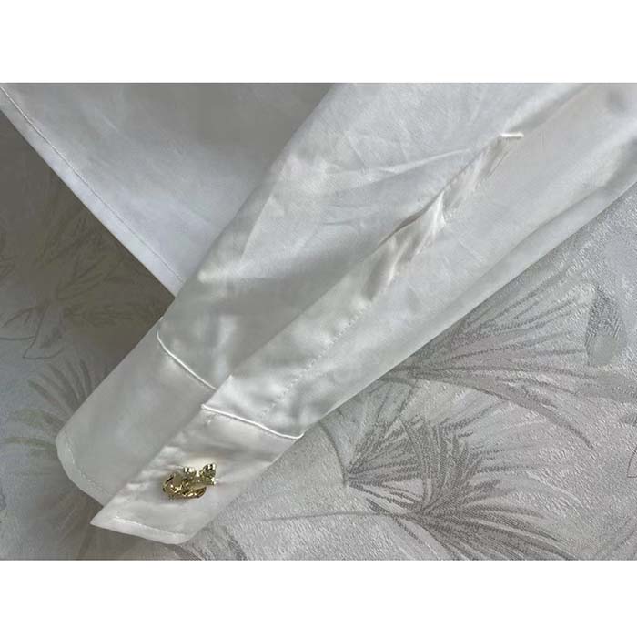 Louis Vuitton Women LV Fin Collar Shirt Cotton Optical White Regular Fit