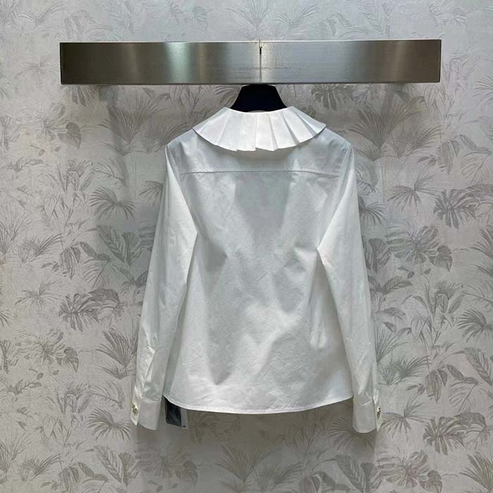 Louis Vuitton Women LV Fin Collar Shirt Cotton Optical White Regular Fit