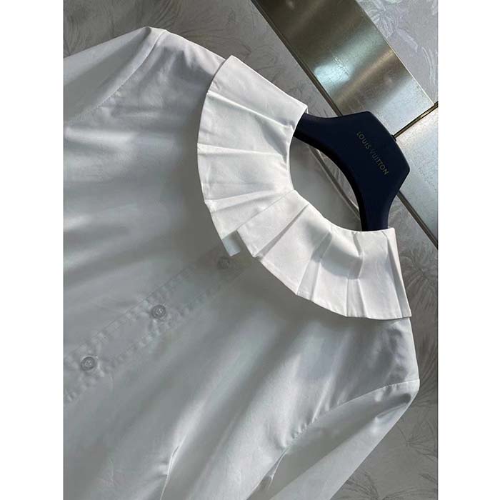 Louis Vuitton Women LV Fin Collar Shirt Cotton Optical White Regular Fit