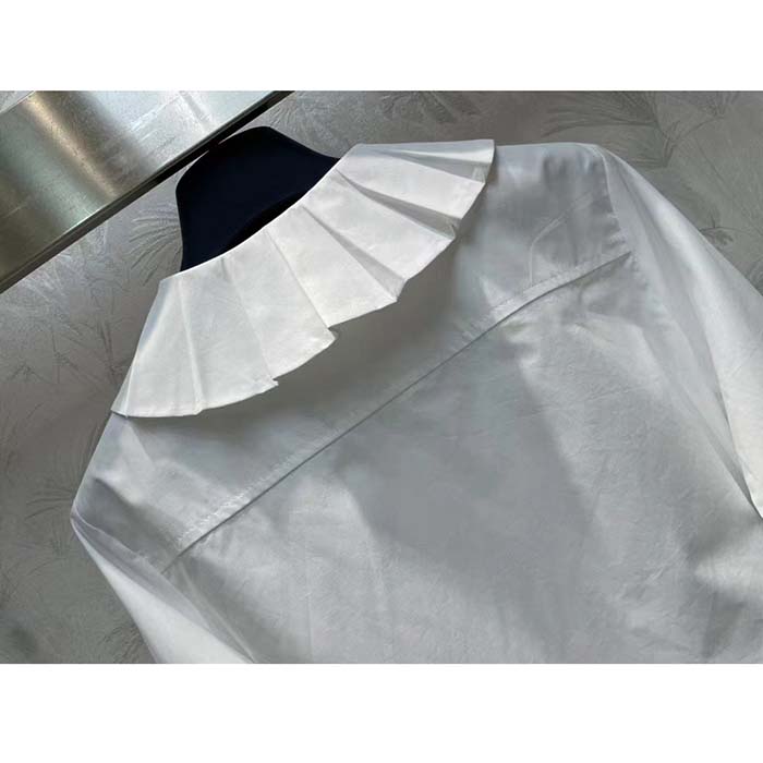 Louis Vuitton Women LV Fin Collar Shirt Cotton Optical White Regular Fit