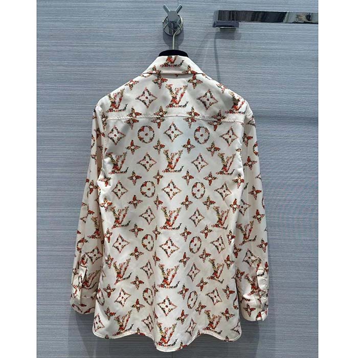 Louis Vuitton Men LV Floral Monogram Pajama Shirt Silk Pink Beige Regular Fit