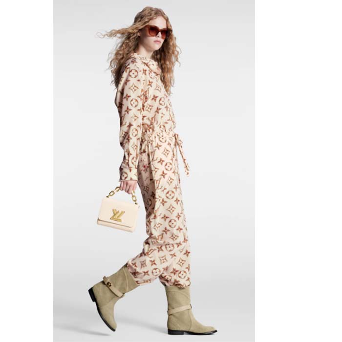 Louis Vuitton Women LV Floral Monogram Pajama Shirt Silk Pink Beige Regular Fit