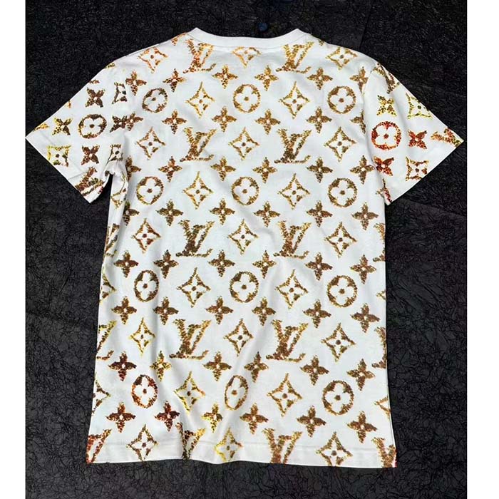 Louis Vuitton Women LV Floral Monogram T-Shirt Cotton Pink Beige Regular Fit