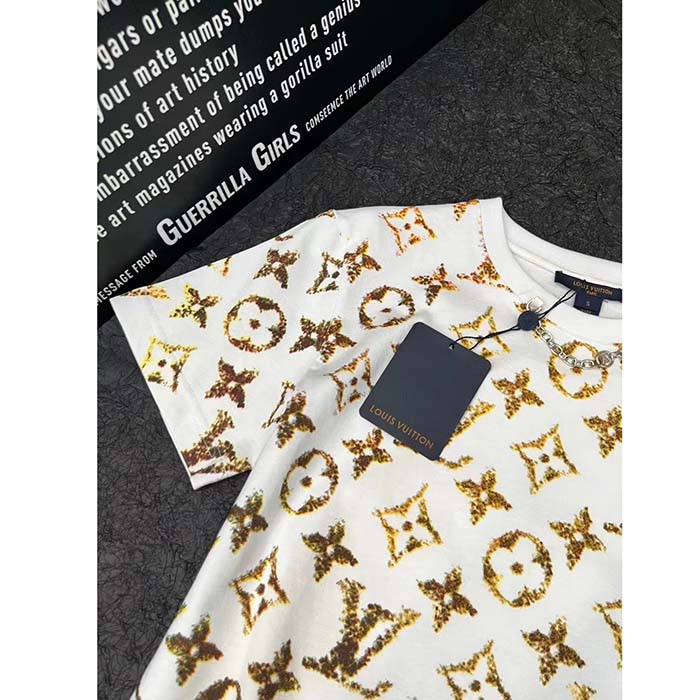 Louis Vuitton Women LV Floral Monogram T-Shirt Cotton Pink Beige Regular Fit