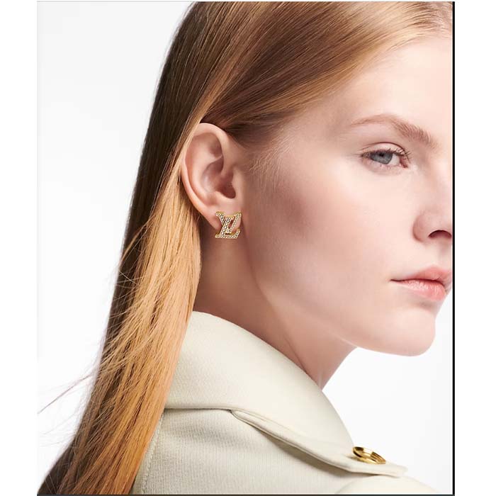 Louis Vuitton Women LV Iconic Pearls Earrings Metal Gold-Color Finish White Resin Pearls Enamel