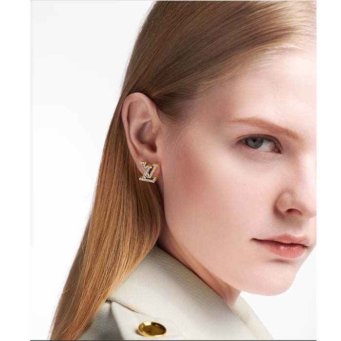 Louis Vuitton Women LV Iconic Pearls Earrings Metal Gold-Color Finish White Resin Pearls Enamel
