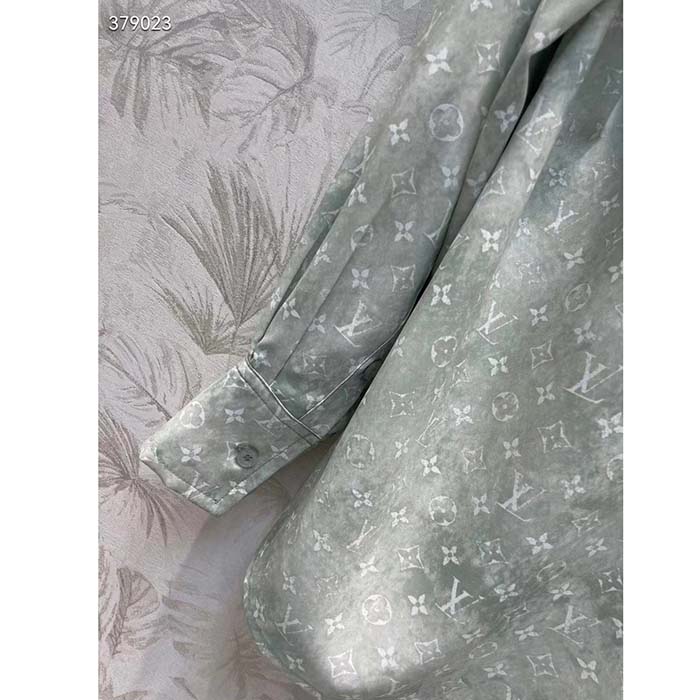 Louis Vuitton Women LV Monogram Cloud Shirt Silk Green Blue Regular Fit