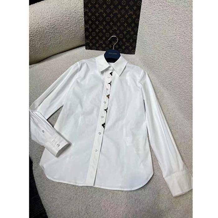 Louis Vuitton Men LV NIGHT Monogram Accent Shirt Cotton Polyamide Elastane Optical White
