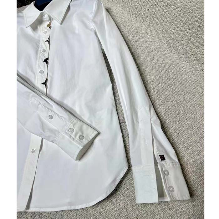 Louis Vuitton Men LV NIGHT Monogram Accent Shirt Cotton Polyamide Elastane Optical White