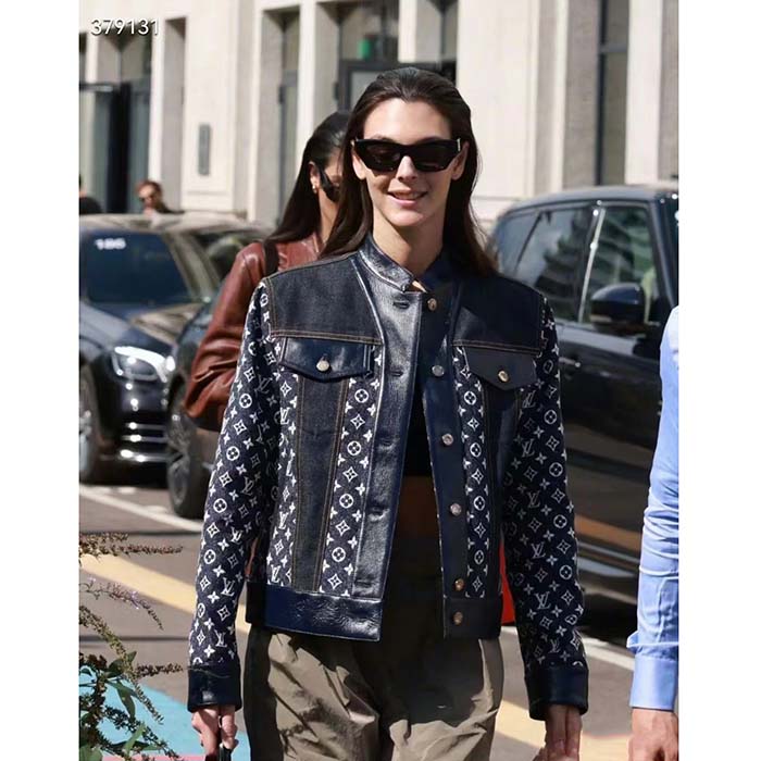 Louis Vuitton Women LV NIGHT Monogram Denim Jacket Cotton Navy