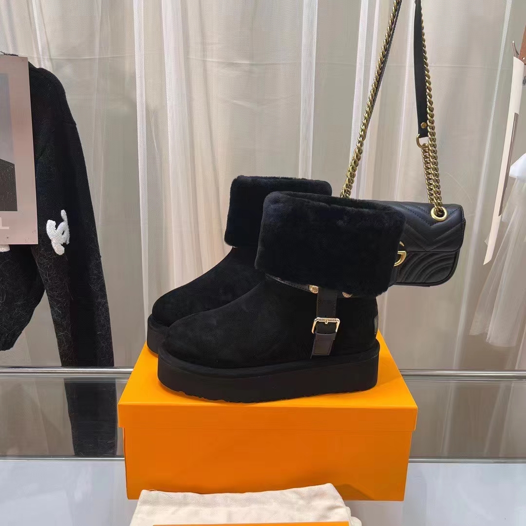 Louis Vuitton Women LV SKI Aspen Platform Ankle Boot Black Suede Calf Leather Shearling