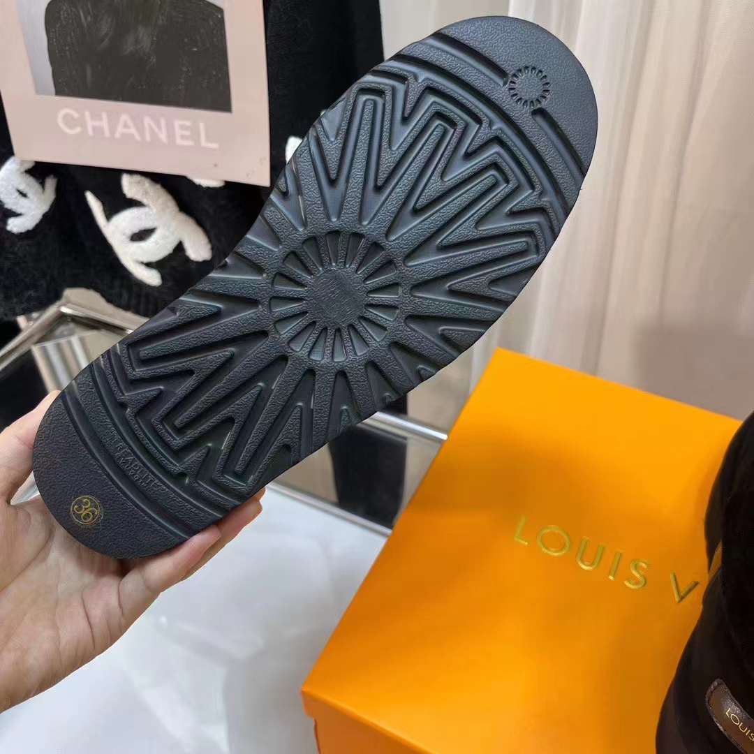 Louis Vuitton Women LV SKI Aspen Platform Ankle Boot Black Suede Calf Leather Shearling