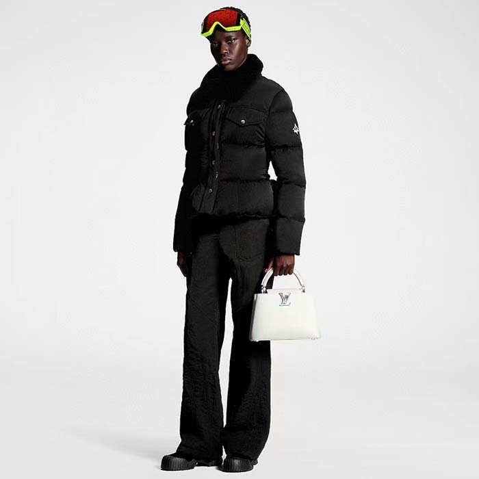 Louis Vuitton Women LV SKI Crinkled Nylon Peplum Puffer Jacket Polyamide Black
