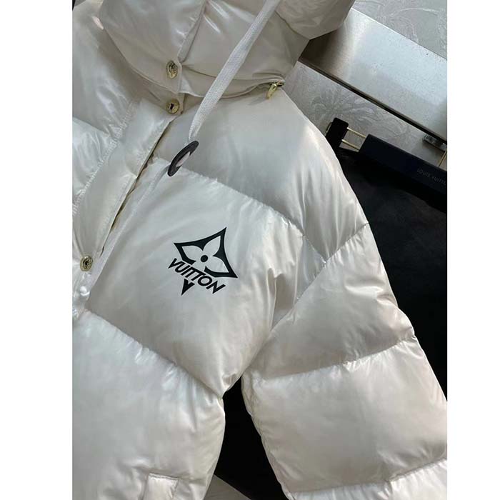Louis Vuitton Men LV SKI Glossy Nylon Puffer Jacket Polyamide White