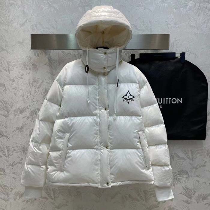 Louis Vuitton Men LV SKI Glossy Nylon Puffer Jacket Polyamide White