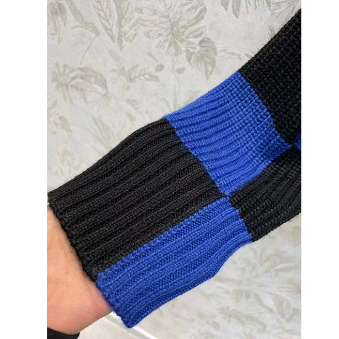 Louis Vuitton Men LV SKI Graphic Hooded Pullover Snowflake Motif Cashmere Black Blue