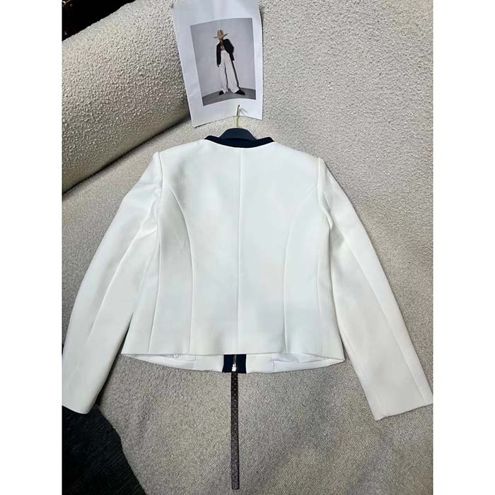 Louis Vuitton Women LV Wetsuit Pull Mikado Jacket Wool Silk White Regular Fit