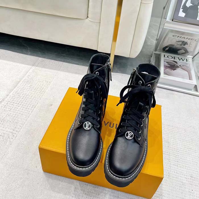 Louis Vuitton Women Territory Flat Ranger Black Monogram-Debossed Calf Leather Side Zip